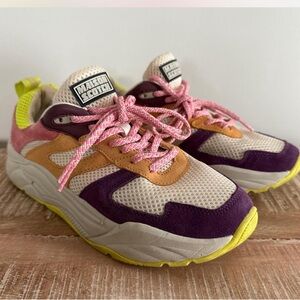 Colorful Sneakers with Pink Laces